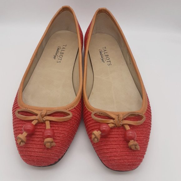 Talbots Red & Tan Ballet Flats SZ 7 - Picture 3 of 8